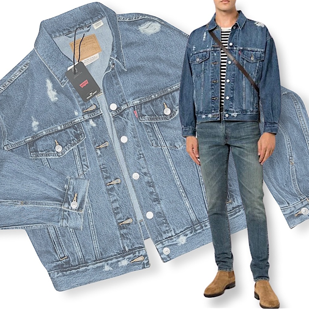 Levis 90’s Trucker Jacket Deconstructed Indigo A1743-0005